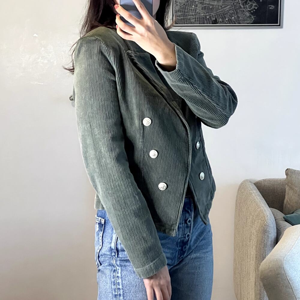 l’agence wayne corduroy green jacket size M cotton - Picture 2 of 8